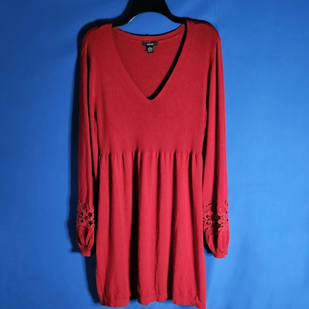 Alfani Knit Dress Features A Chic V-Neckline And Elegant Lace Details